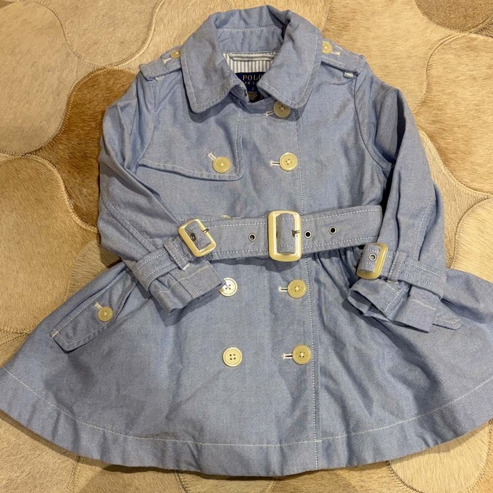 Polo by Ralph Lauren Kids Light Blue Belted Raincoat